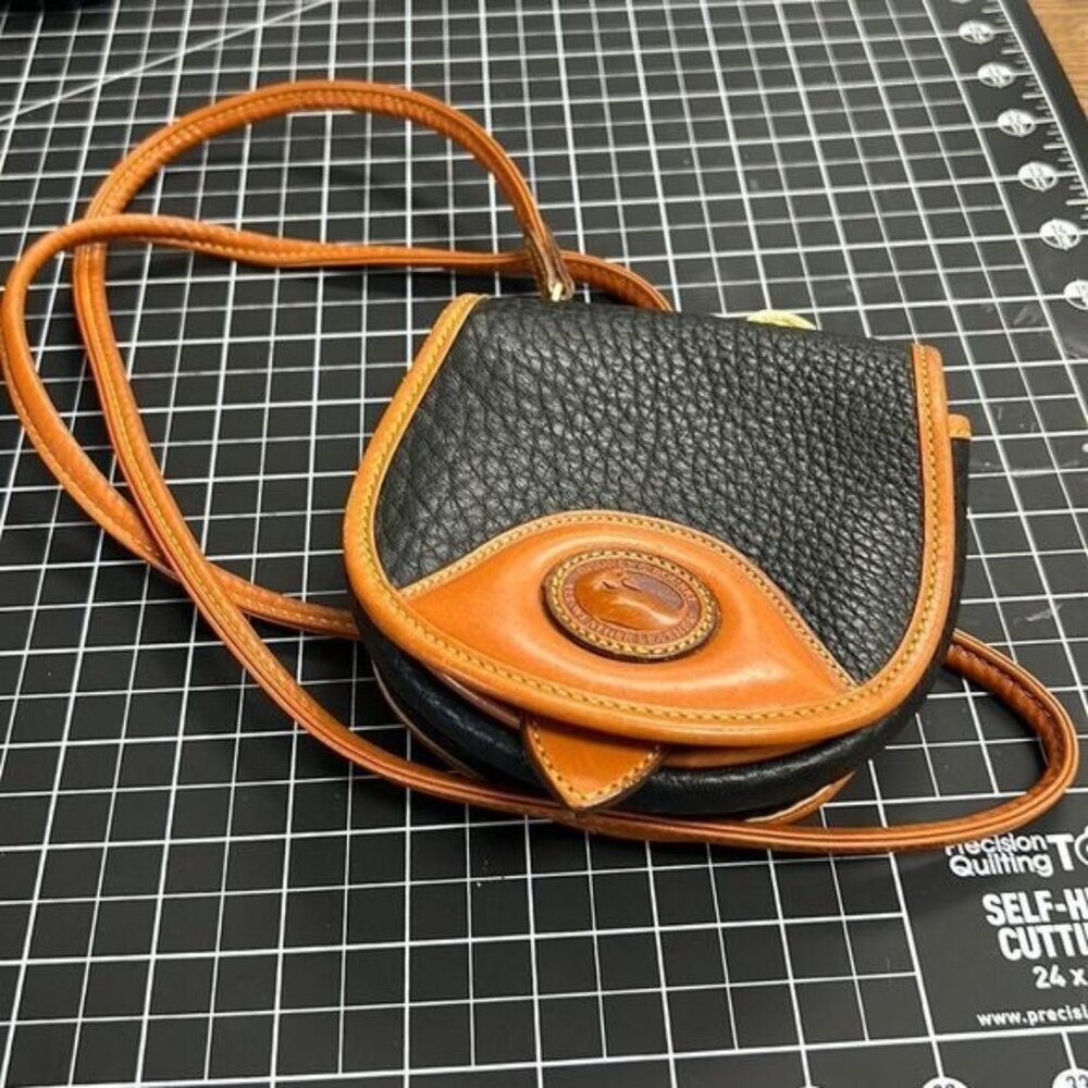 Dooney & Bourke Black Brown All Weather Leather Crossbody Bag With Long Strap